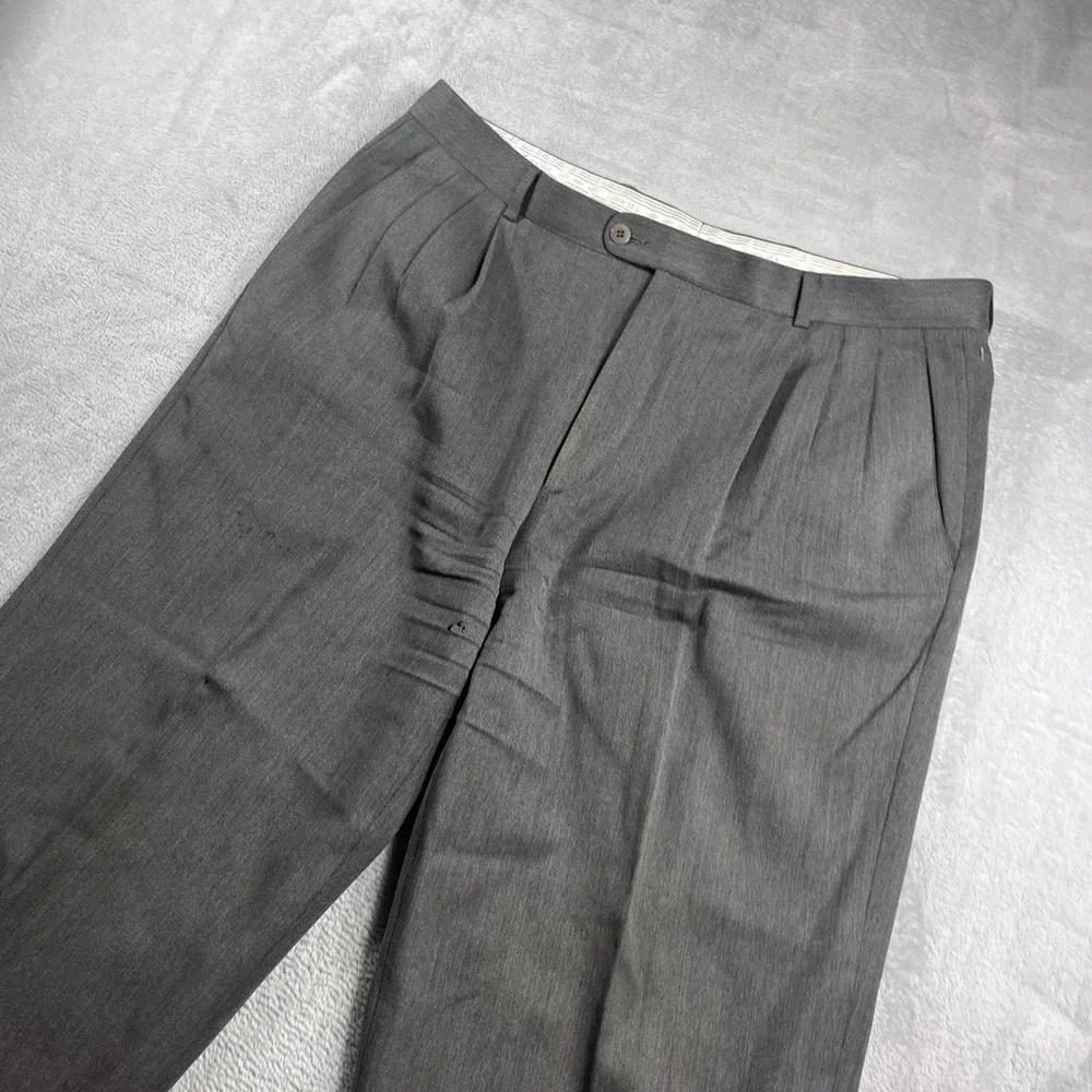 Zanella Mens Grey Pleated Cuffed Dress Pants Made in Italy‎ Size 36